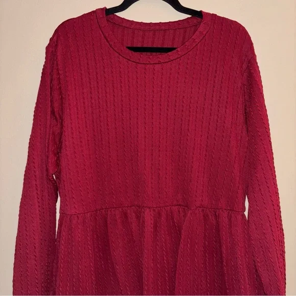 Aislinn Clothing Women’s Burgundy Textured A-Line Long-sleeve Dress Size 3X - Picture 3 of 7